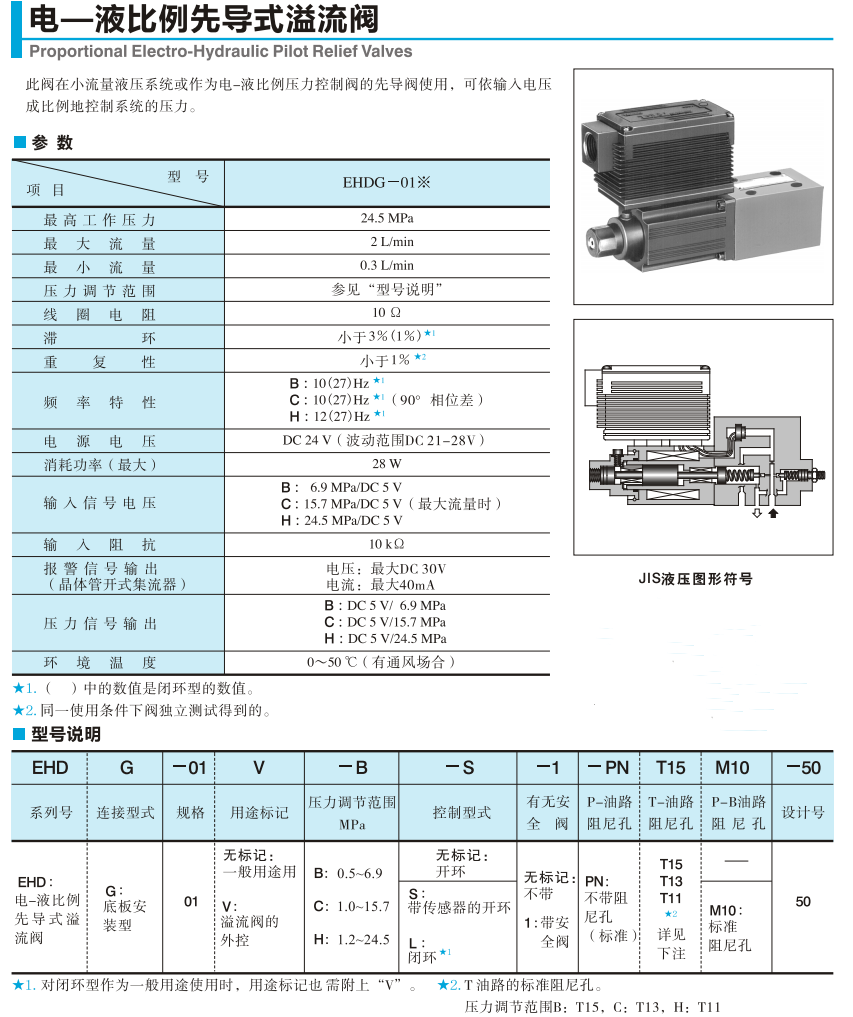 EHDG-01系列油研電一液比例先導式溢流閥 EHDG-01系列油研電一液比例先導式溢流閥